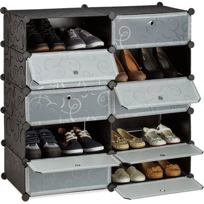 Relaxdays Schuhschrank - 10 Fächer, Schwarz, Transparent - Schuhaufbewahrung Relaxdays Schuhschrank - 10 Fächer, Schwarz, Transparent - Schuhaufbewahrung