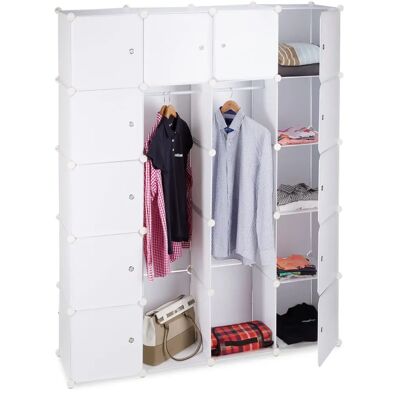 Armoire Modulaire Relaxdays - 14 Compartiments, 2 Barres, Blanc - Publicité Armoire Modulaire Relaxdays - 14 Compartiments, 2 Barres, Blanc - Publicité