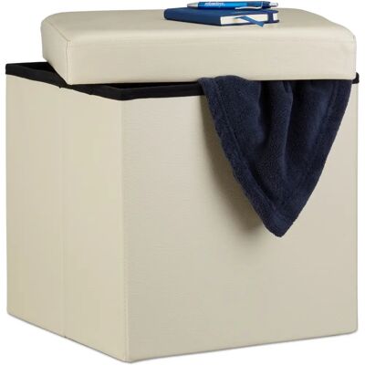 Relaxdays Sgabello contenitore - Pieghevole - Crema Relaxdays Sgabello contenitore - Pieghevole - Crema