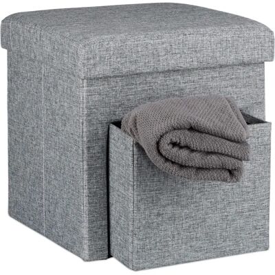 Relaxdays Aufbewahrungshocker - Leinen, 38x38 cm, Grau Relaxdays Aufbewahrungshocker - Leinen, 38x38 cm, Grau