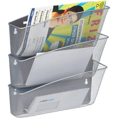 Relaxdays Väggmagasin, 3 fack, silver Relaxdays Väggmagasin, 3 fack, silver