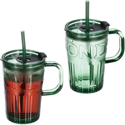 Relaxdays Grünes Glas-Set - 450ml - Warm & Kalt Getränke Relaxdays Grünes Glas-Set - 450ml - Warm & Kalt Getränke