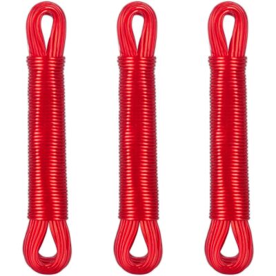 Relaxdays Clothesline Set 3, 20m, Polyester, PVC, Red - Clothesline set Relaxdays Clothesline Set 3, 20m, Polyester, PVC, Red - Clothesline set