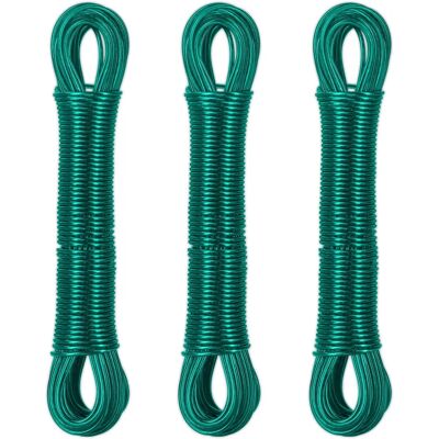 Relaxdays Juego de 3 cuerdas, 20 m, Acero y PVC, Verde - Tendedero Relaxdays Juego de 3 cuerdas, 20 m, Acero y PVC, Verde - Tendedero