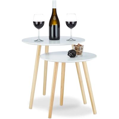Relaxdays Vit Runt Sidobord Set - Skandinavisk Stil Relaxdays Vit Runt Sidobord Set - Skandinavisk Stil
