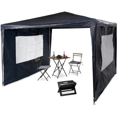 Relaxdays Garten Gazebo 3x3m - Stahlrahmen, Fenster, Blau - Outdoor-Eventzelt Relaxdays Garten Gazebo 3x3m - Stahlrahmen, Fenster, Blau - Outdoor-Eventzelt