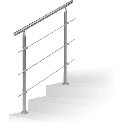 Relaxdays Stainless Steel Stair Railing Set - 1m Long, 2 Posts, 3 Crossbars Relaxdays Stainless Steel Stair Railing Set - 1m Long, 2 Posts, 3 Crossbars