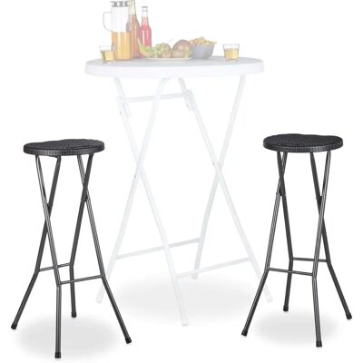 Relaxdays Czarny Zestaw Stołków Barowych - Odporne na Warunki Atmosferyczne 80cm Relaxdays Czarny Zestaw Stołków Barowych - Odporne na Warunki Atmosferyczne 80cm
