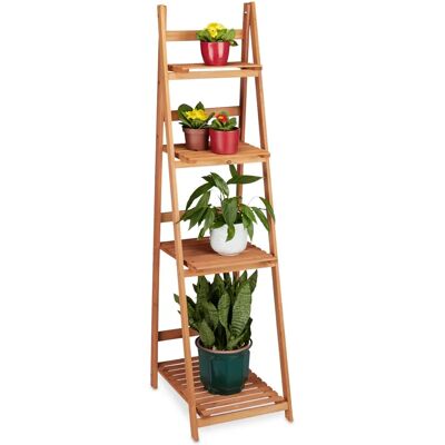 Prateleira de Plantas de Madeira - Interna, Dobrável, 4 Prateleiras - Marrom Prateleira de Plantas de Madeira - Interna, Dobrável, 4 Prateleiras - Marrom
