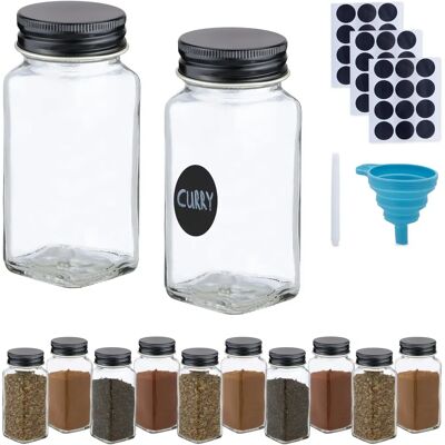 RELAXDAYS Set med 12 glasburkar för kryddor - Etiketter & Tratt RELAXDAYS Set med 12 glasburkar för kryddor - Etiketter & Tratt