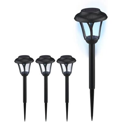 Relaxdays Zonne tuinlampen Set - Zwart - 4 stuks - LED Padverlichting Relaxdays Zonne tuinlampen Set - Zwart - 4 stuks - LED Padverlichting