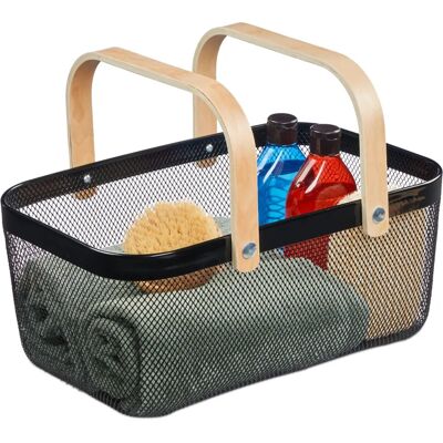 Relaxdays Storage Basket - Metal and Wood Design - 17.5cm Relaxdays Storage Basket - Metal and Wood Design - 17.5cm