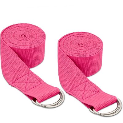Relaxdays Yogabelt Set - Stretching, Katoen, Roze Relaxdays Yogabelt Set - Stretching, Katoen, Roze