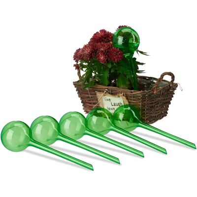 Relaxdays Plant Watering Globes - 6 pcs, 28x8cm, Green Relaxdays Plant Watering Globes - 6 pcs, 28x8cm, Green