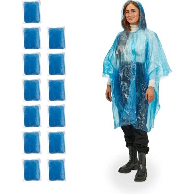 Relaxdays Unisex Einweg-Regenponcho Blau - 13 Stück Relaxdays Unisex Einweg-Regenponcho Blau - 13 Stück