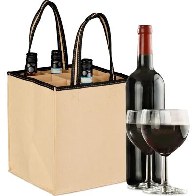 Relaxdays Flesdrager - 9 Flessen Tas - Beige - Flesdrager Relaxdays Flesdrager - 9 Flessen Tas - Beige - Flesdrager
