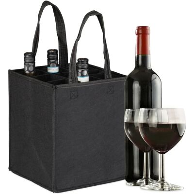 RELAXDAYS Bolsa portátil para botellas de vino y cerveza - 9 compartimentos - Negro RELAXDAYS Bolsa portátil para botellas de vino y cerveza - 9 compartimentos - Negro
