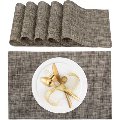 Relaxdays Set aus 6 Braunen Plastik-Tischsets - Tischset Relaxdays Set aus 6 Braunen Plastik-Tischsets - Tischset