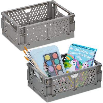 Relaxdays Set of 2 Foldable Storage Boxes - Gray - Storage Boxes Relaxdays Set of 2 Foldable Storage Boxes - Gray - Storage Boxes