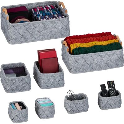 Relaxdays Storage Baskets Set of 8 - Felt, 4 Sizes Relaxdays Storage Baskets Set of 8 - Felt, 4 Sizes