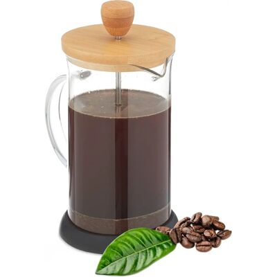 Relaxdays Fransk press - Borosilikatglas, bambulock, 600ml Relaxdays Fransk press - Borosilikatglas, bambulock, 600ml