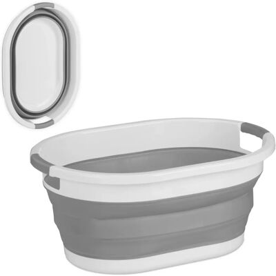 Relaxdays Faltbarer Wäschekorb - 24L Grau/Weiß Relaxdays Faltbarer Wäschekorb - 24L Grau/Weiß