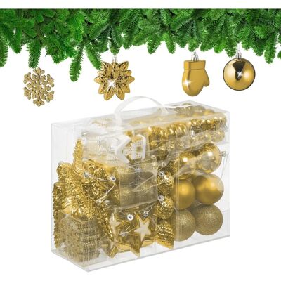 Relaxdays - Ensemble de 100 boules dorées pour sapin de Noël avec paillettes et finition mate - 10 designs - Publicité Relaxdays - Ensemble de 100 boules dorées pour sapin de Noël avec paillettes et finition mate - 10 designs - Publicité