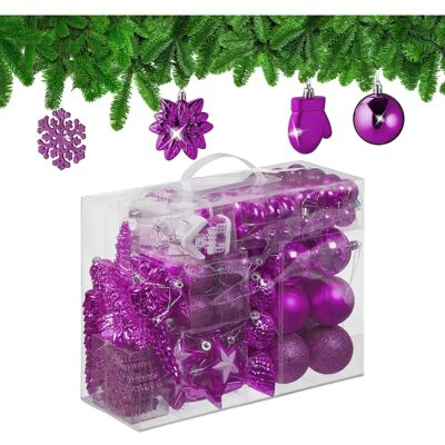 Relaxdays Fuchsia Christbaumschmuck-Set - 100 Stück, 10 Designs Relaxdays Fuchsia Christbaumschmuck-Set - 100 Stück, 10 Designs