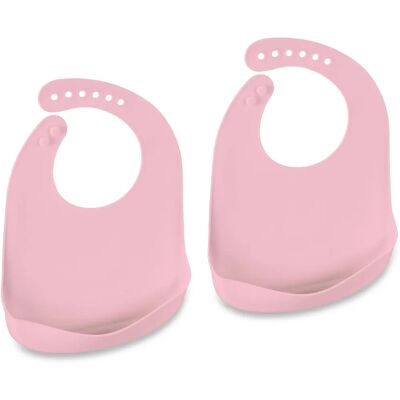 Relaxdays - 2-Pack Silicone Bib - Pink - Bibs Relaxdays - 2-Pack Silicone Bib - Pink - Bibs