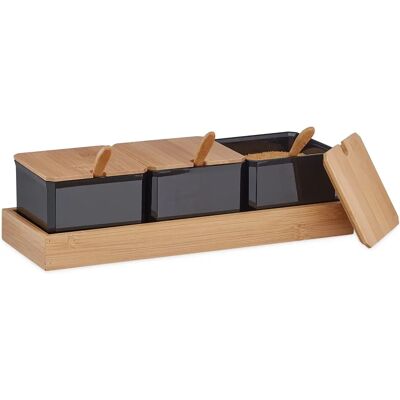 Relaxdays Zwart 3-delige Set kruidenpotjes - Keukenaccessoires Relaxdays Zwart 3-delige Set kruidenpotjes - Keukenaccessoires