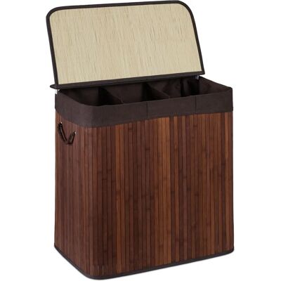 Cesto de Ropa Sucia de Bambú con 3 Compartimentos - 62x62.5x42.5 cm Cesto de Ropa Sucia de Bambú con 3 Compartimentos - 62x62.5x42.5 cm