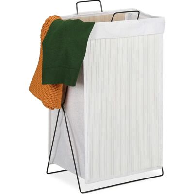 Relaxdays Cesto de ropa de bambú - Plegable, 40L, Blanco Relaxdays Cesto de ropa de bambú - Plegable, 40L, Blanco