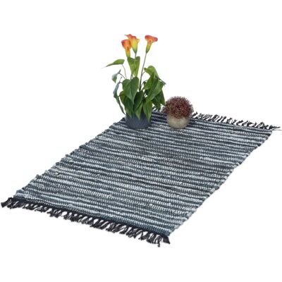 Tappeto cotone e pelle Relaxdays - 60x100cm - Antiscivolo - Soggiorno e Camera - Grigio Tappeto cotone e pelle Relaxdays - 60x100cm - Antiscivolo - Soggiorno e Camera - Grigio