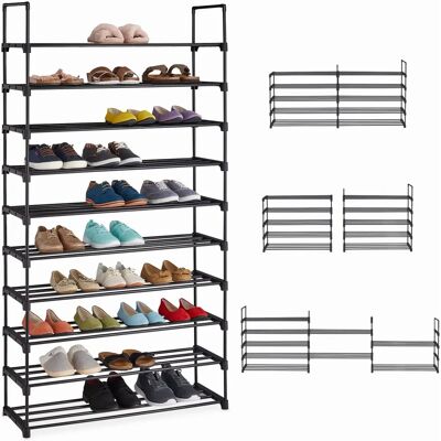RELAXDAYS Schuhregal - 10 Ablagen Modulares Stahl Schwarz RELAXDAYS Schuhregal - 10 Ablagen Modulares Stahl Schwarz