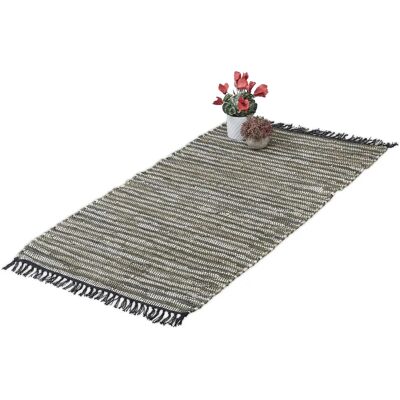 Alfombra Relaxdays en Algodón y Cuero con Flecos - Antideslizante Alfombra Relaxdays en Algodón y Cuero con Flecos - Antideslizante