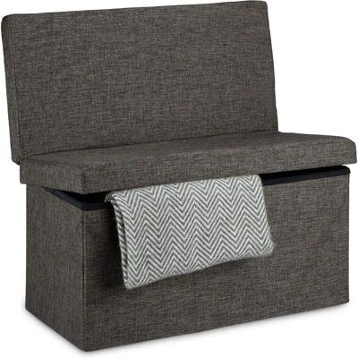 Relaxdays Storage Bench - Foldable Linen Seat with Backrest Relaxdays Storage Bench - Foldable Linen Seat with Backrest