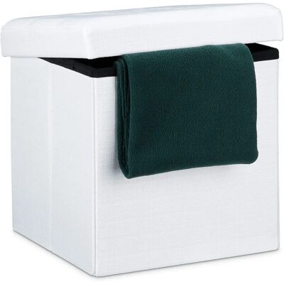 Relaxdays Witte Opvouwbare Linnen Opbergpoef - Ottomans Relaxdays Witte Opvouwbare Linnen Opbergpoef - Ottomans
