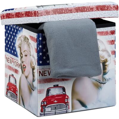 Relaxdays Förvaringspuff Marilyn Monroe - Fällbar sittplats Relaxdays Förvaringspuff Marilyn Monroe - Fällbar sittplats