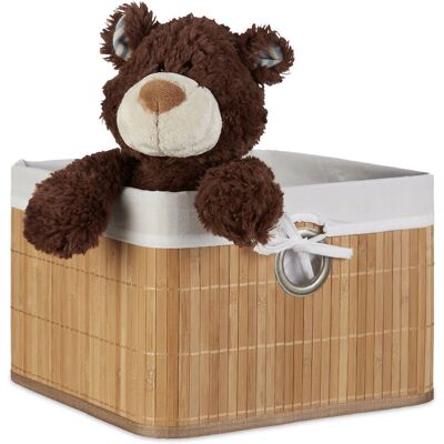 Panier de rangement en bambou Relaxdays - Naturel, Pliable, Poignée - Publicité Panier de rangement en bambou Relaxdays - Naturel, Pliable, Poignée - Publicité