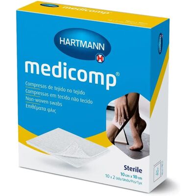 Gasas estériles Hartmann Medicomp - Cuidado de heridas, 10x10cm, 20 unidades Gasas estériles Hartmann Medicomp - Cuidado de heridas, 10x10cm, 20 unidades