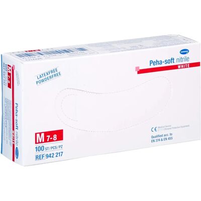 Jednorázové nitrilové rukavice Hartmann Peha-Soft - Bílé - M Jednorázové nitrilové rukavice Hartmann Peha-Soft - Bílé - M