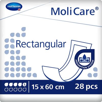 Hartmann MoliCare Rechthoekige 15x60cm Incontinentiepad - Gemiddelde Bescherming Hartmann MoliCare Rechthoekige 15x60cm Incontinentiepad - Gemiddelde Bescherming