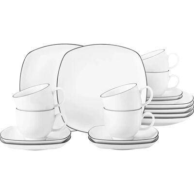 Seltmann Weiden Lido Kaffeservice - Svart Linje - 18 stk for 6 personer Seltmann Weiden Lido Kaffeservice - Svart Linje - 18 stk for 6 personer