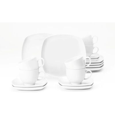 Seltmann Weiden Lido 18-delt hvitt porselenskaffesett for 6 Seltmann Weiden Lido 18-delt hvitt porselenskaffesett for 6