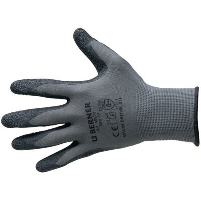 Berner - B-Grip latex - maat 9 - Zwart Grijs - Werkhandschoenen Berner - B-Grip latex - maat 9 - Zwart Grijs - Werkhandschoenen