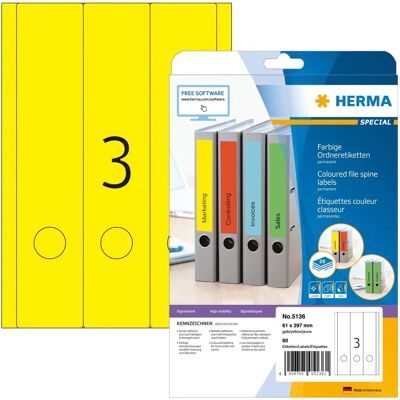 Herma 5136 Etiketten für Ordner - Selbstklebend, Druckbar, Undurchsichtig Herma 5136 Etiketten für Ordner - Selbstklebend, Druckbar, Undurchsichtig