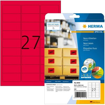 HERMA 5045 Étiquettes Rouge Néon - Labels HERMA 5045 Étiquettes Rouge Néon - Labels