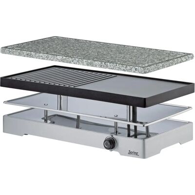 Spring Raclette8 Classic Duo - Raclette avec plaque de grill en aluminium et pierre de granit - 42x21cm Spring Raclette8 Classic Duo - Raclette avec plaque de grill en aluminium et pierre de granit - 42x21cm