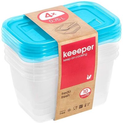 Keeeper Blaue Lebensmittelboxen - Set aus 4, 750ml - Rechteckig Keeeper Blaue Lebensmittelboxen - Set aus 4, 750ml - Rechteckig