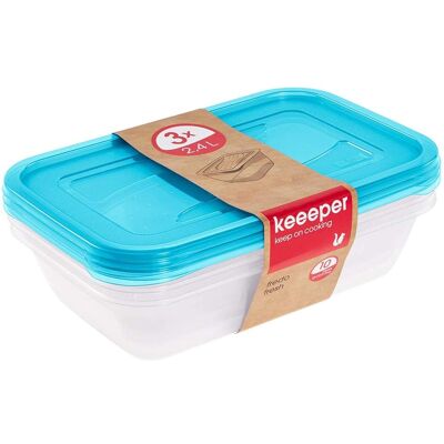 Set de 3 boîtes de conservation Keeper - Bleu - 2,4L Set de 3 boîtes de conservation Keeper - Bleu - 2,4L